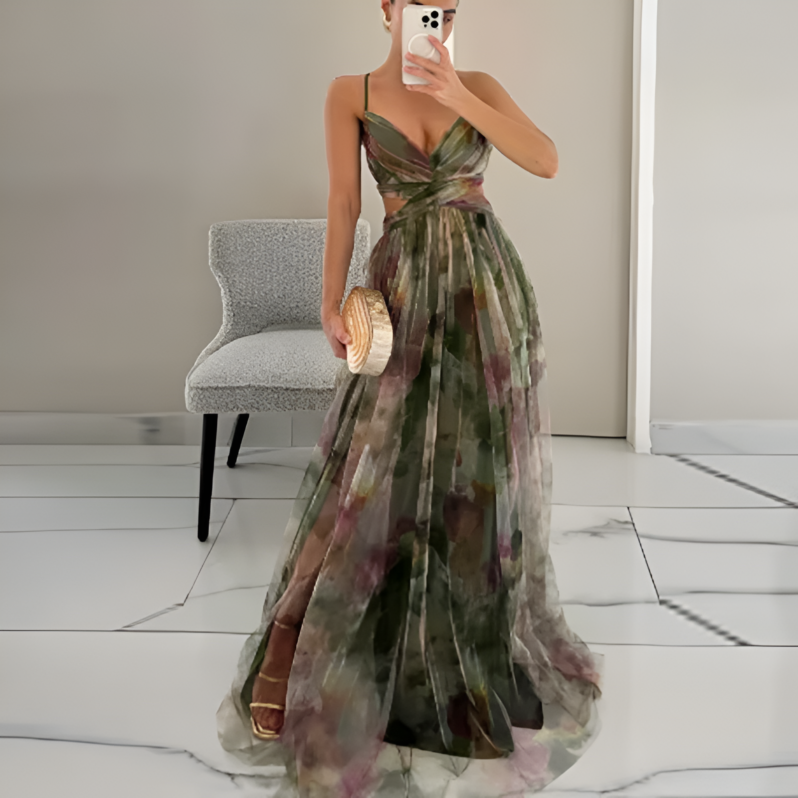 off Shoulder, Backless, High Waist Vacation Dress