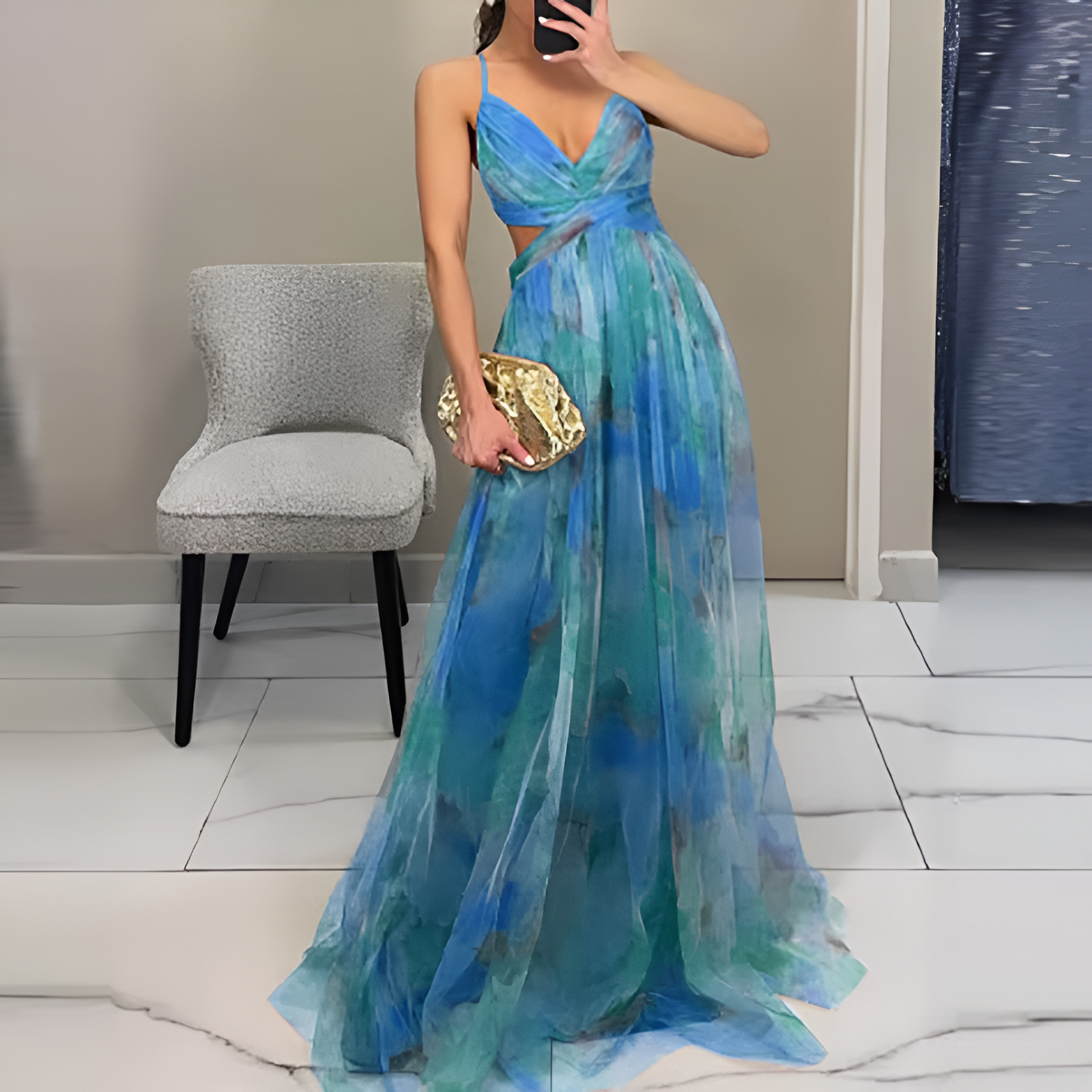 off Shoulder, Backless, High Waist Vacation Dress