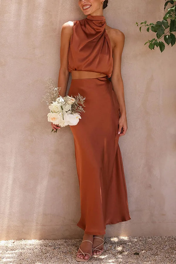 Two-Piece Sleeveless Long Skirt Set