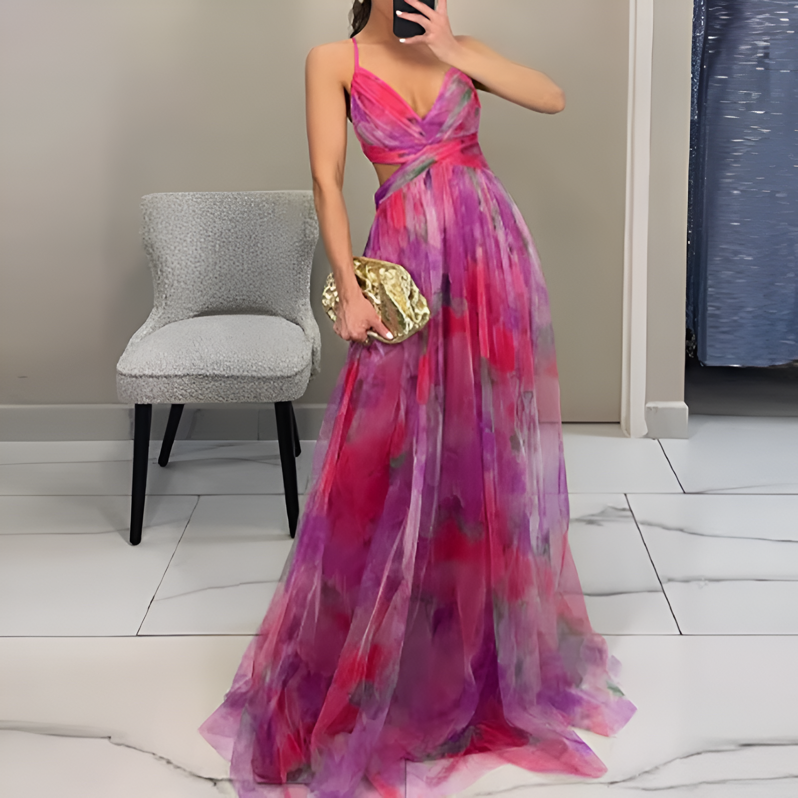 off Shoulder, Backless, High Waist Vacation Dress