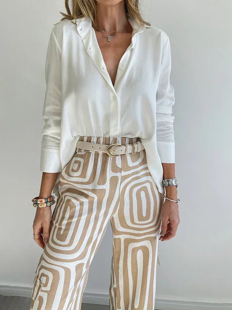 Printed Two-Piece Set – Effortless Power Dressing