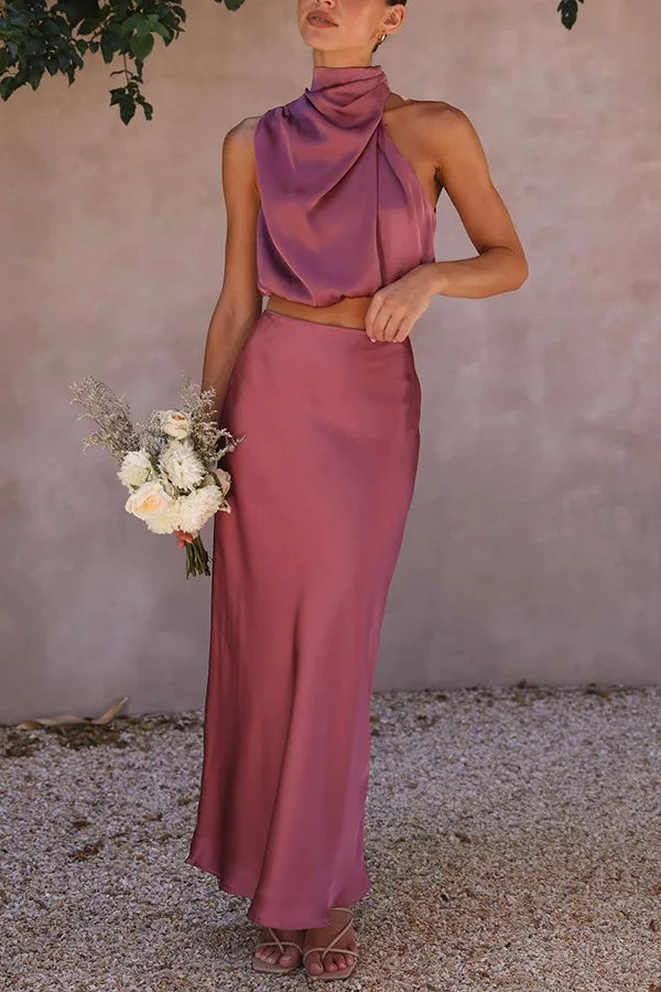 Two-Piece Sleeveless Long Skirt Set